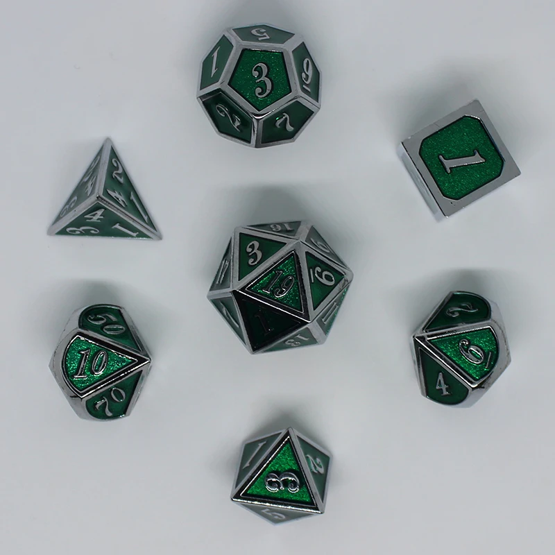 7 шт./компл. набор металлических игральных костей D &amp с бархатным мешочком D20 D12 D10 %