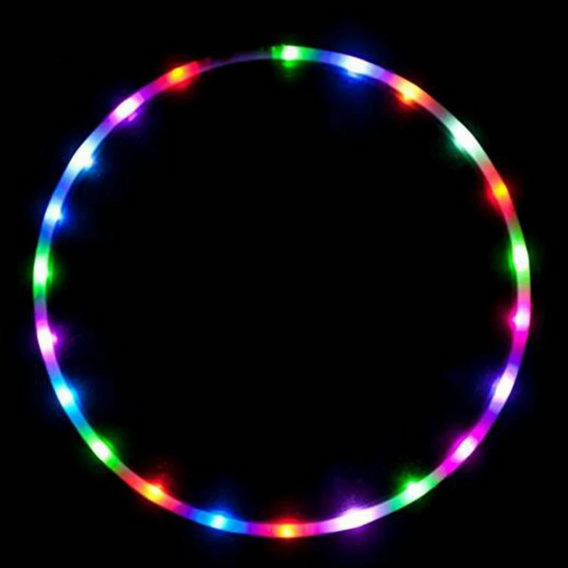 

10 LED Lights Colorful Gymnastics Hoop Fitness Weight Fitness Hoop Removable Rechargeable for Kids Adults Diameter 60cm