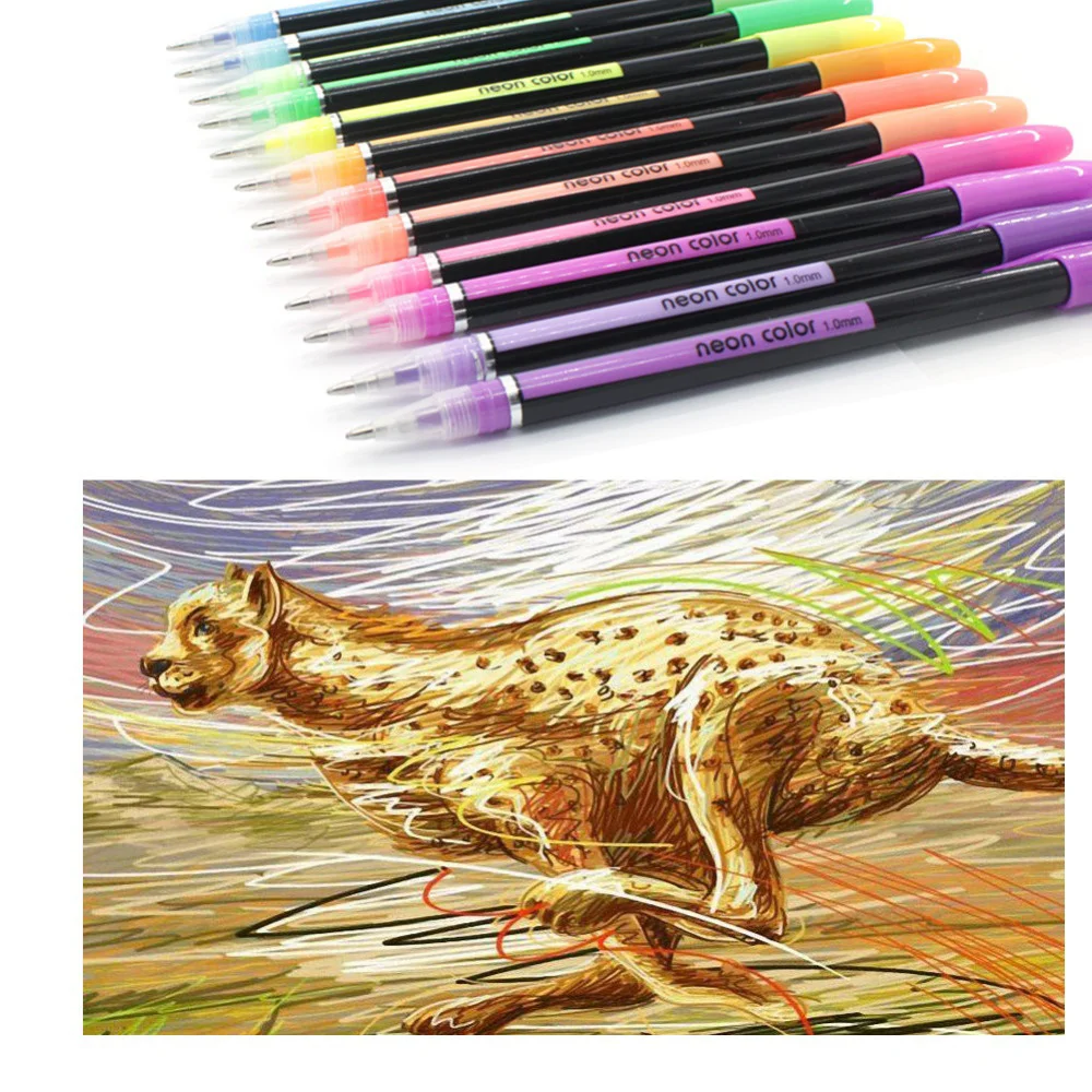 

Gel Pen 1.0mm 12/18/24/36/48 Colors Stationery Pigment Gifts Colorful Drawing Color Writing Tool Art Painting pen Accessories