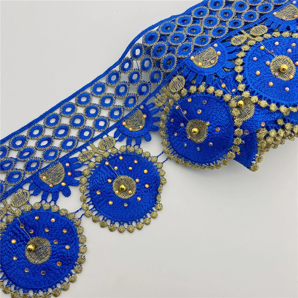 10 ярдов отделка африканским кружевом Металлик вышитые кружевной Нигерия Венеция