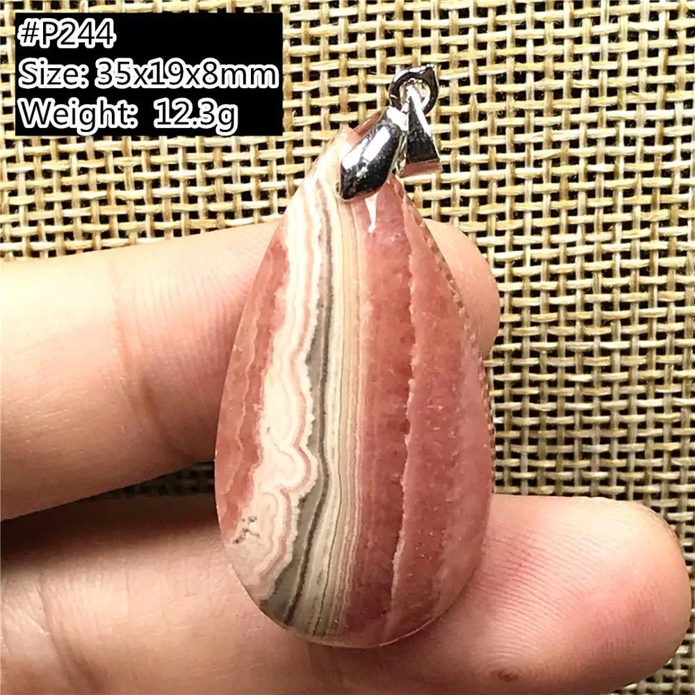 

Genuine Natural Red Rhodochrosite Pendant Jewelry For Woman Man Crystal Argentina Gemstone Beads Silver Water Drop Stone AAAAA