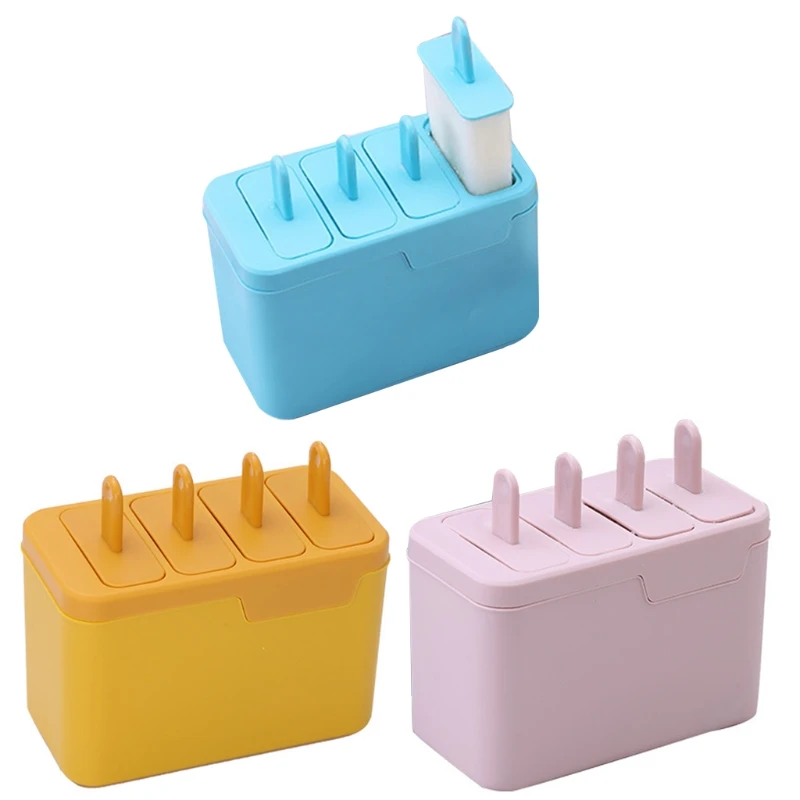 

4 Pieces Popsicle Molds Easy Release BPA-free Popsicle Maker Homemade Ice-Pop Mold Reusable Dessert Ice Cream Mold