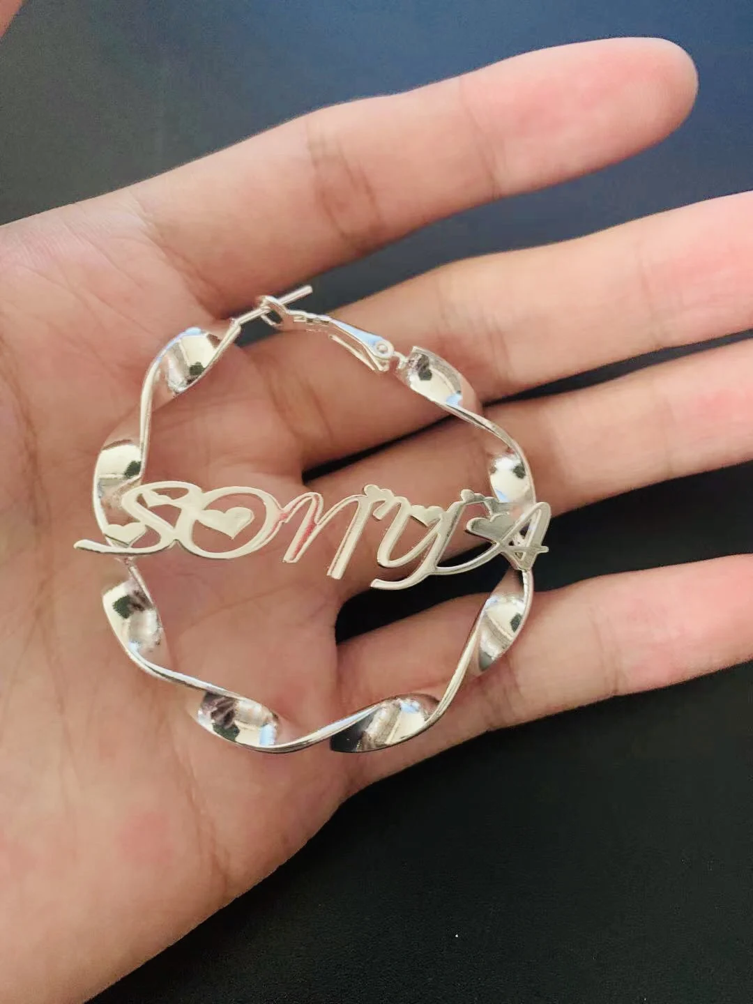 Gosun Personalised Name Earrings Stainless Steel Custom Name Earring Irregular Cricle Round Earrings Women Jewelry Birthday Gift