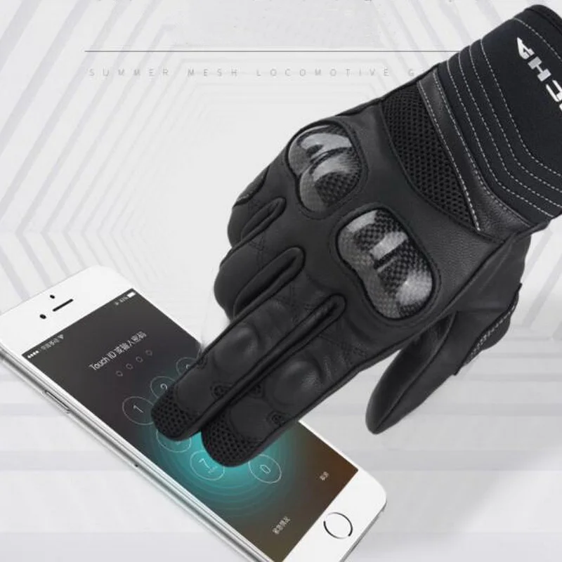 Перчатки для мотоциклистов Richa, мужские, летние, из овечьей кожи с углеродным волокном для защиты, экипировка для езды на мотоцикле, перчатки с сенсорным экраном.