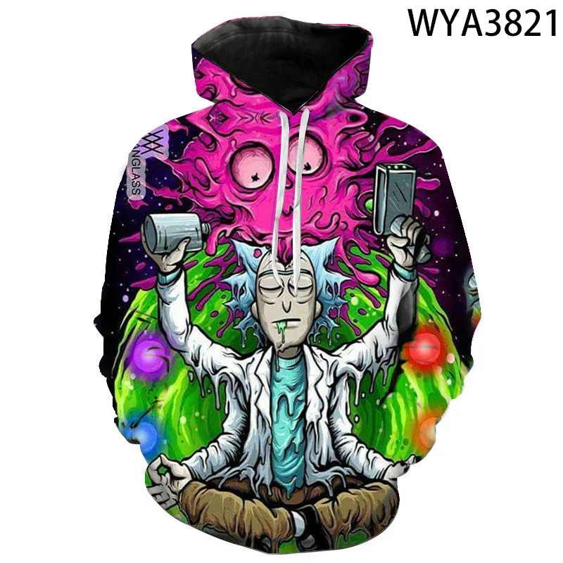 

Men's Women's Pullovers 3D Rick Printed Long Sleeve Hoodie Children's Street Hip Hop Clothing 2021 Spring And Autumn Clothing