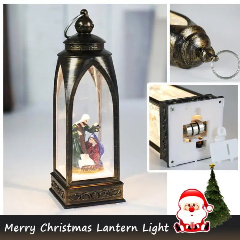

Christmas Decoration Led Candle Tea Light Vintage Castle Santa Clau Tree Hanging LED Lantern Lamp Christmas Party Decor Supplies