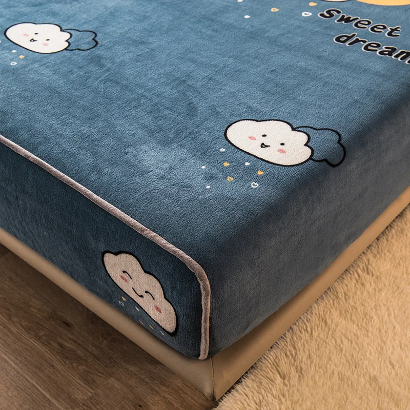 

Printed Flannel Bed Sheet for Single Double, Breathable Noiseless,Soft Warm Plush Sheets with 11.8" Deep Pocket,6 Colors, 6 Size