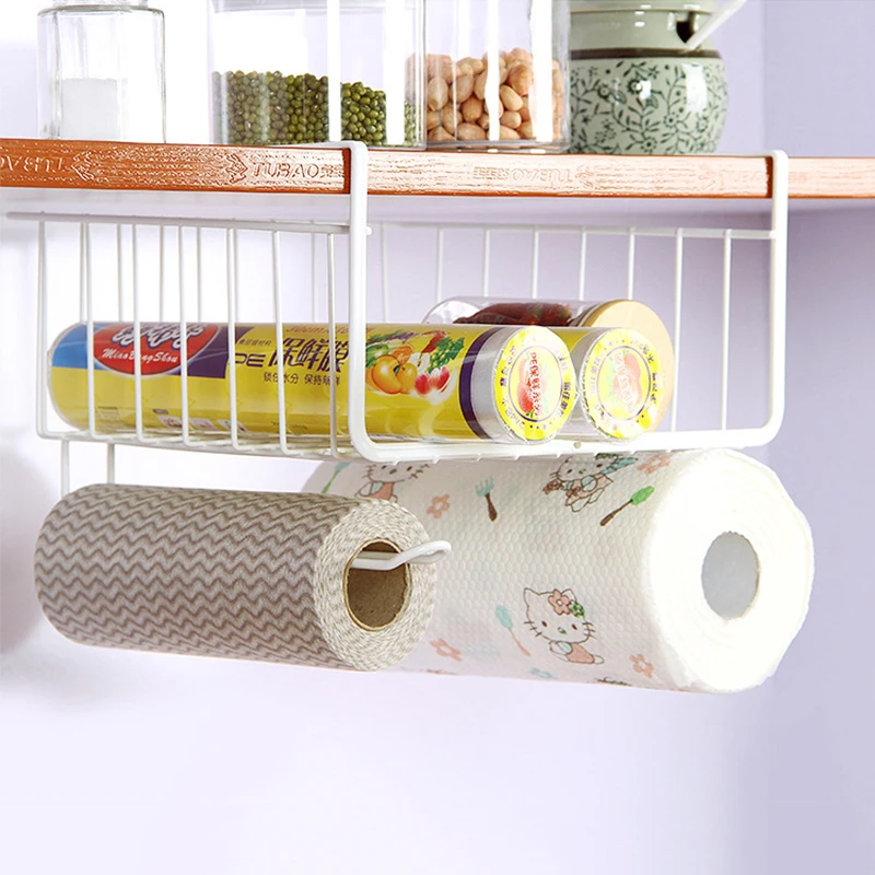 

Cabinet Hanging Storage Basket Kitchen Metal Shelf Hanging Storage Rack Non-slip Wardrobe Organizer Home Storage Holder Black