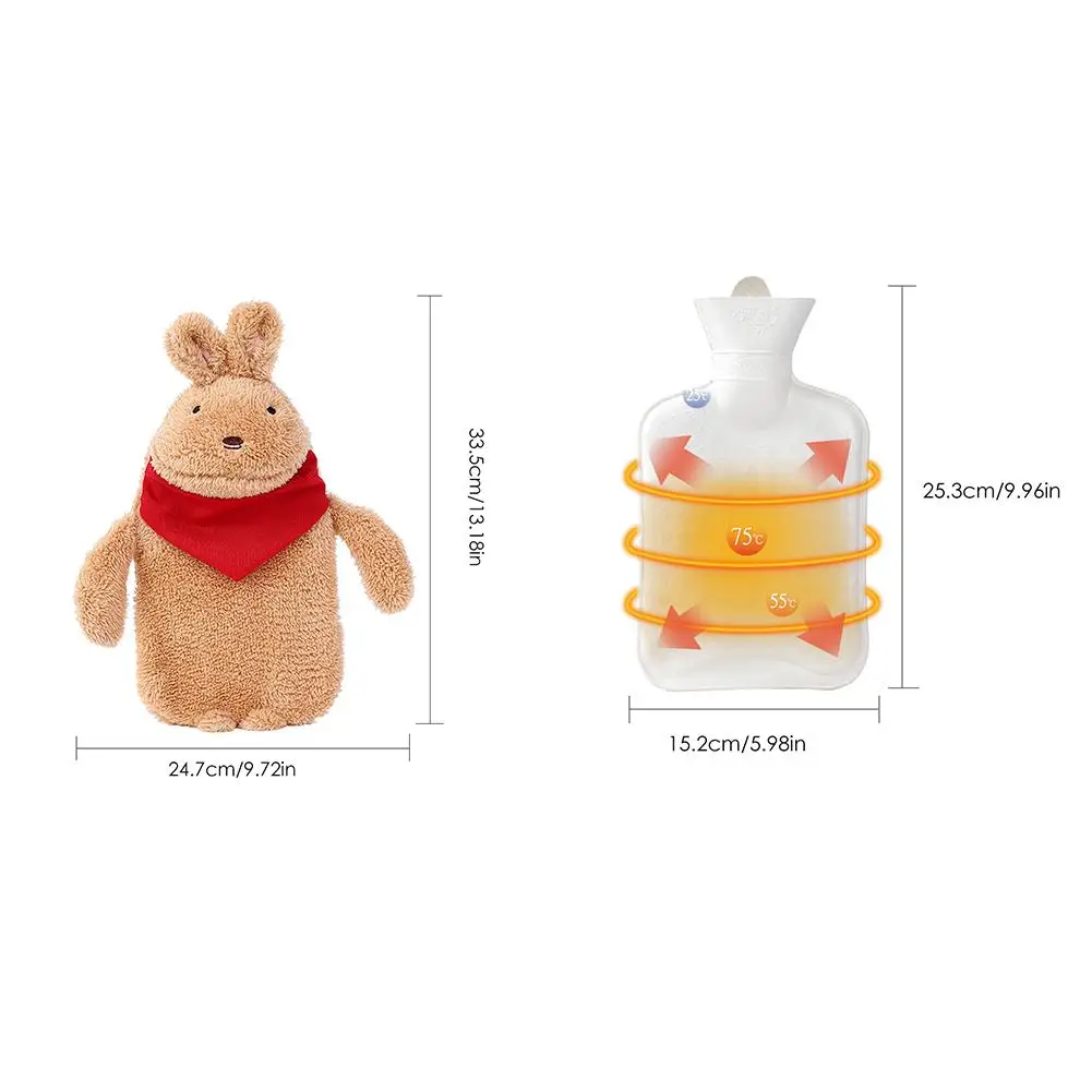 

Soft Hot Water Bottle Explosion-proof Cartoon Plush Doll Rabbit Warm Water Bag Removable Washable Hot Water Bottle Cover