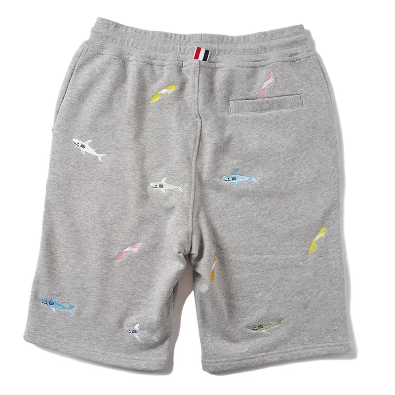 New Novelty Men Embroidery shark Comfortable Classic Striped Skateboard Street Cotton Casual Shorts Kanye Hip-hop Parkour #L28 | Мужская