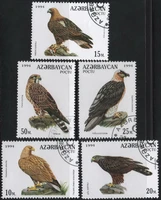 5pcsset azerbaijan post stamps 1994 eagles birds used post marked postage stamps for collecting