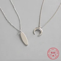 100 s925 sterling silver necklace moon shape long strip combination glossy simple fashion ladies chain jewelry