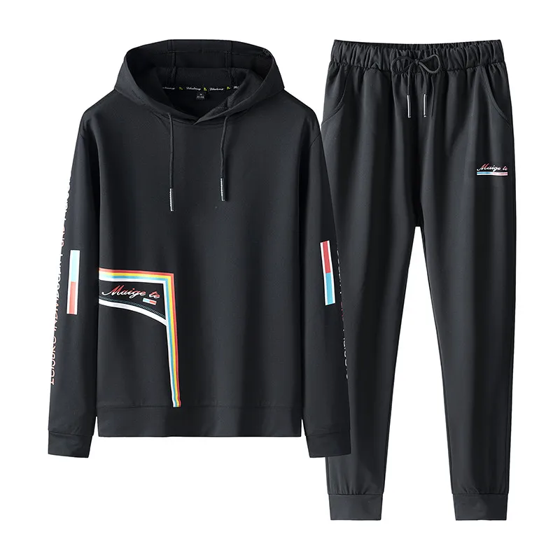 Мужской спортивный костюм с капюшоном повседневный комплект из 2 предметов для