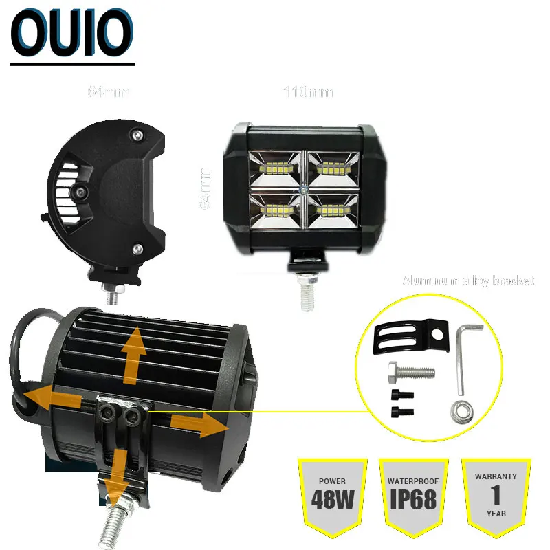 4 дюймовый светодиодный бар 48 Вт Светодиодный светильник для автомобиля Трактор
