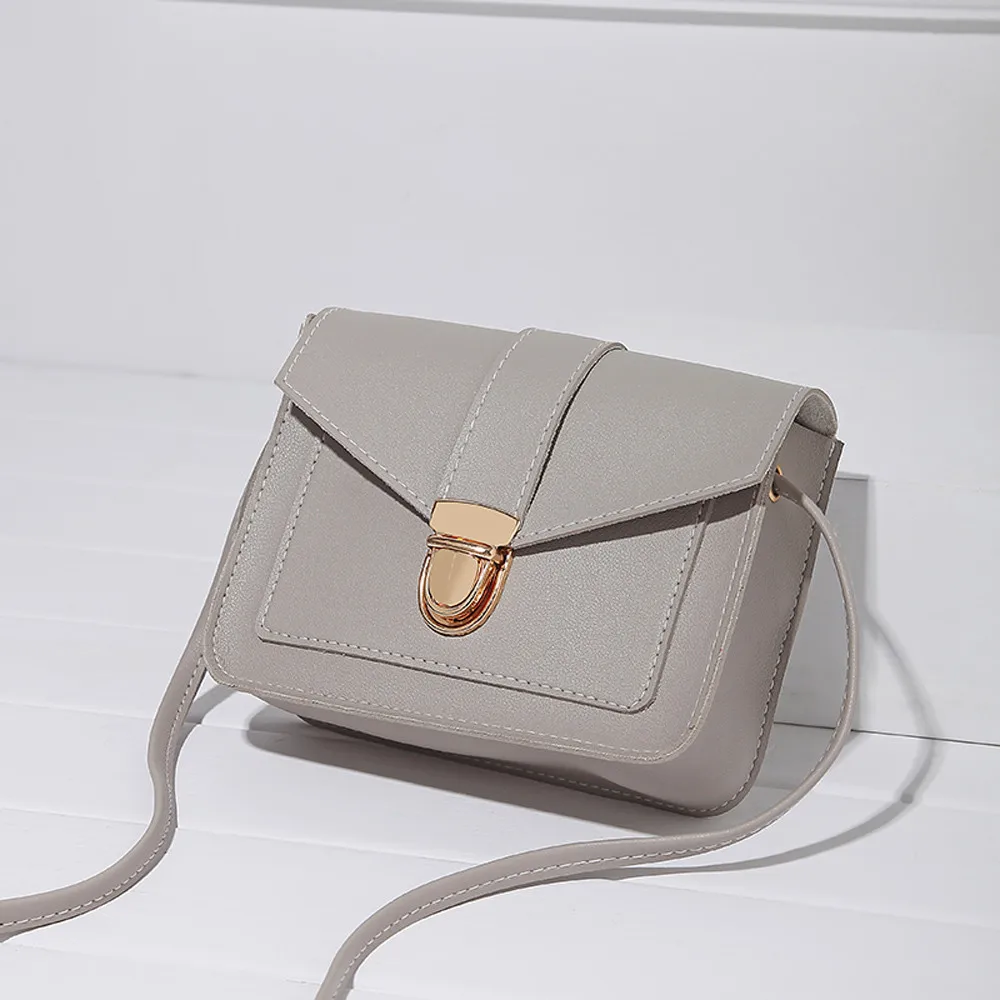 

Simple Women Bag Solid Color Crossbody Shoulder Bag Casual PU Leather Mobile Phone Purses and Handbags Square Girl Student Bag