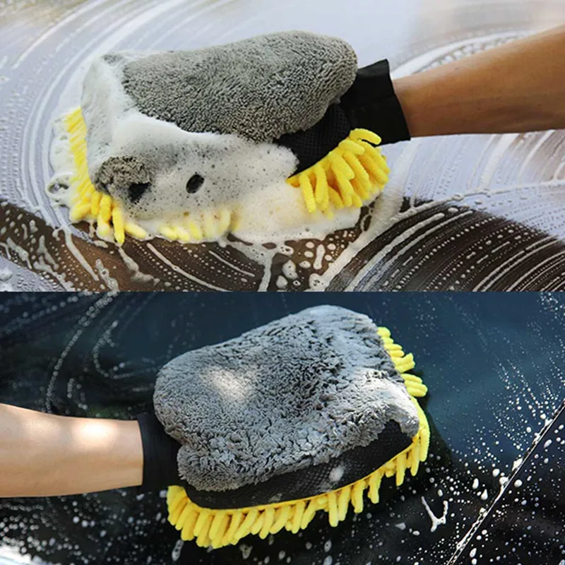 

Car wash glove carwash soft risk coral car wash glove for car wash thick multifunctions car wax cleaning glove detailing random