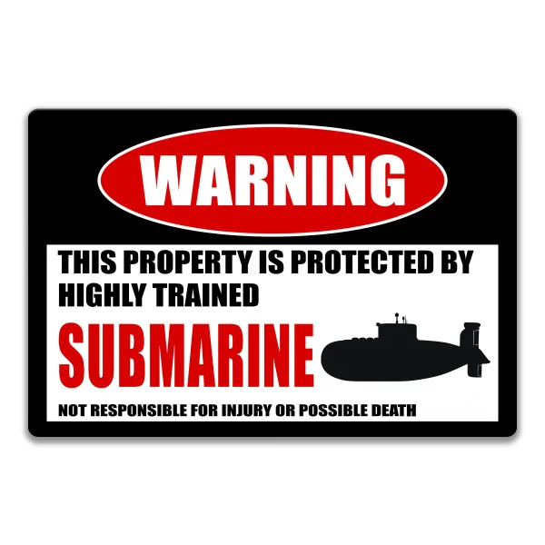 

Submarine Sign Security Sign Warning Danger Metal Tin Sign Vintage Tin Metal Sign