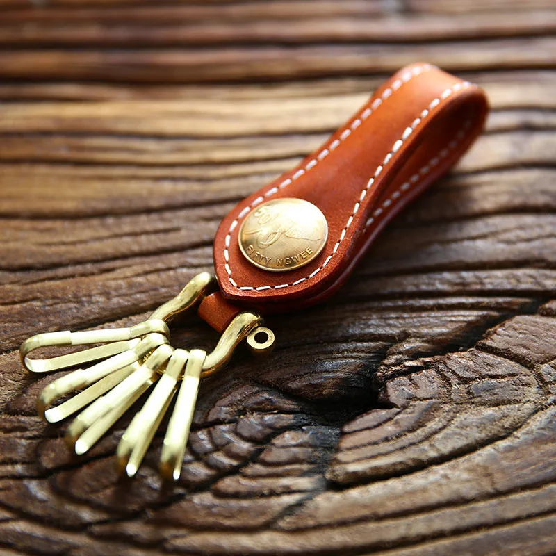 Мужской кошелек для ключей из 100% натуральной кожи винтажный держатель воловьей