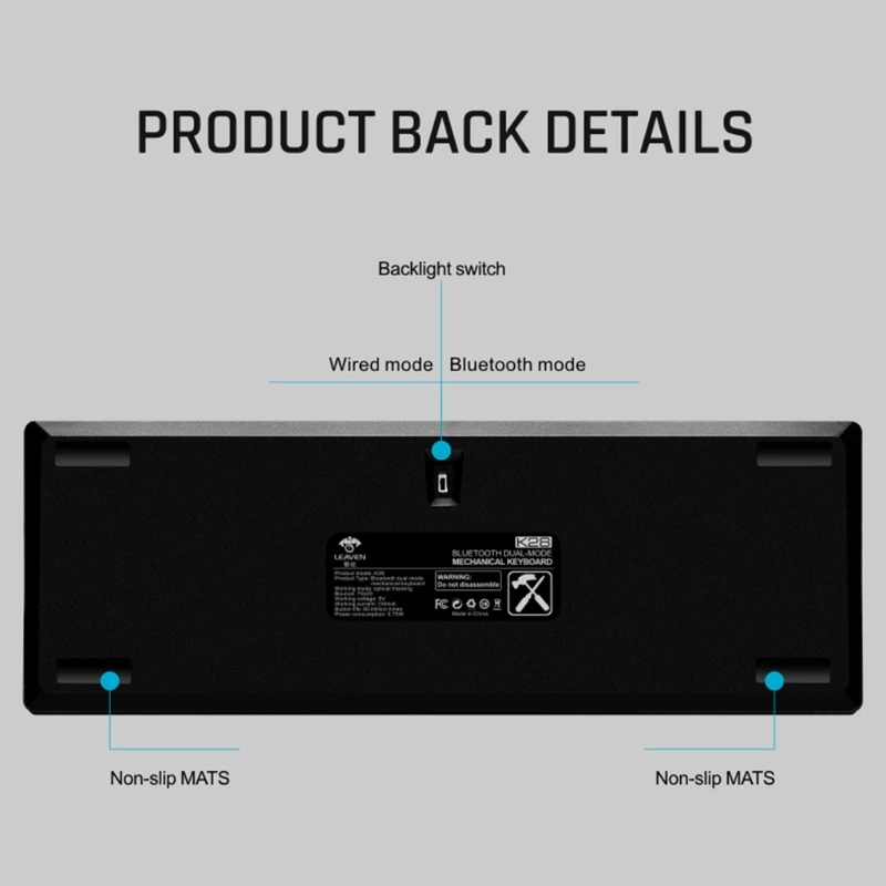 

Multi-Device Bluetooth RGB Mechanical Gaming Office Keyboard Gaming Office RGB Backlit Keypad- Wireless Rechargable