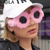 soft fur round sunglasses women 2022 new trendy oversized sun glasses for men gradient goggle shades eyewear gafas de sol mujer