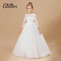 2 14t girls appliques dress white wedding children clothing princess wedding dresses baby kids birthday party clothes