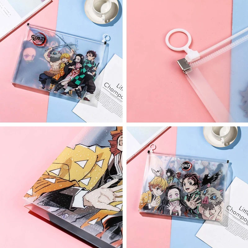 

Demon Slayer Anime File Bag Folder Kimetsu No Yaiba Kamado Tanjirou PVC Paper Document Bag School Office File Storage Bag