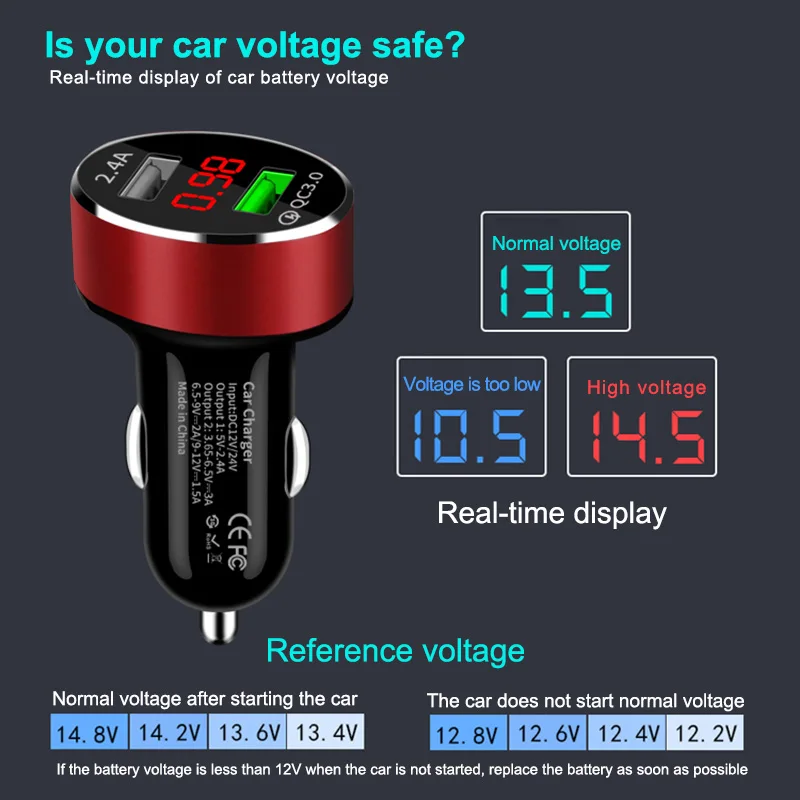 Устройство зарядное автомобильное с двумя USB-портами 30 Вт QC 3 0 | Мобильные