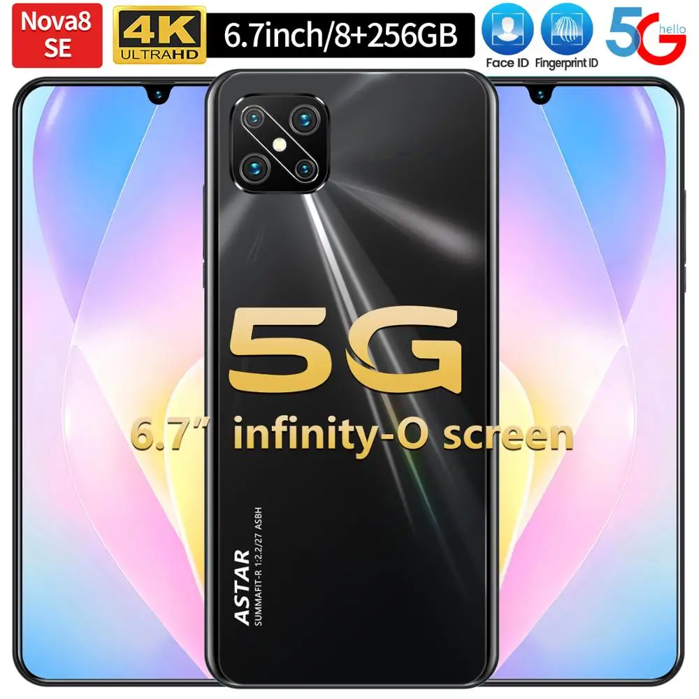 

New Global nova 8 se Mobile Phone 6.7" HD Full Display Android Smartphones 256G 4800mAh 18+48MP Camera Cell Smart