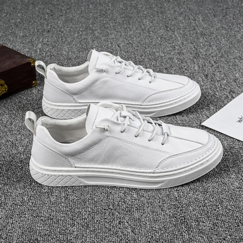 Классические мужские повседневные туфли модные кроссовки на шнуровке кожаные