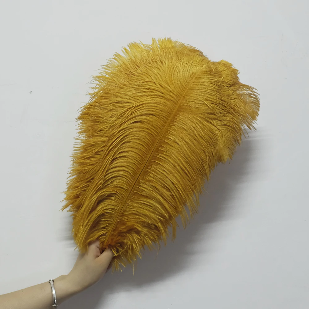 

Wholasale Gold Yellow Dyed Ostrich Feathers for Crafts 15-50cm Wedding Party Supplies Carnival Dancer Decoration plumas Plumages
