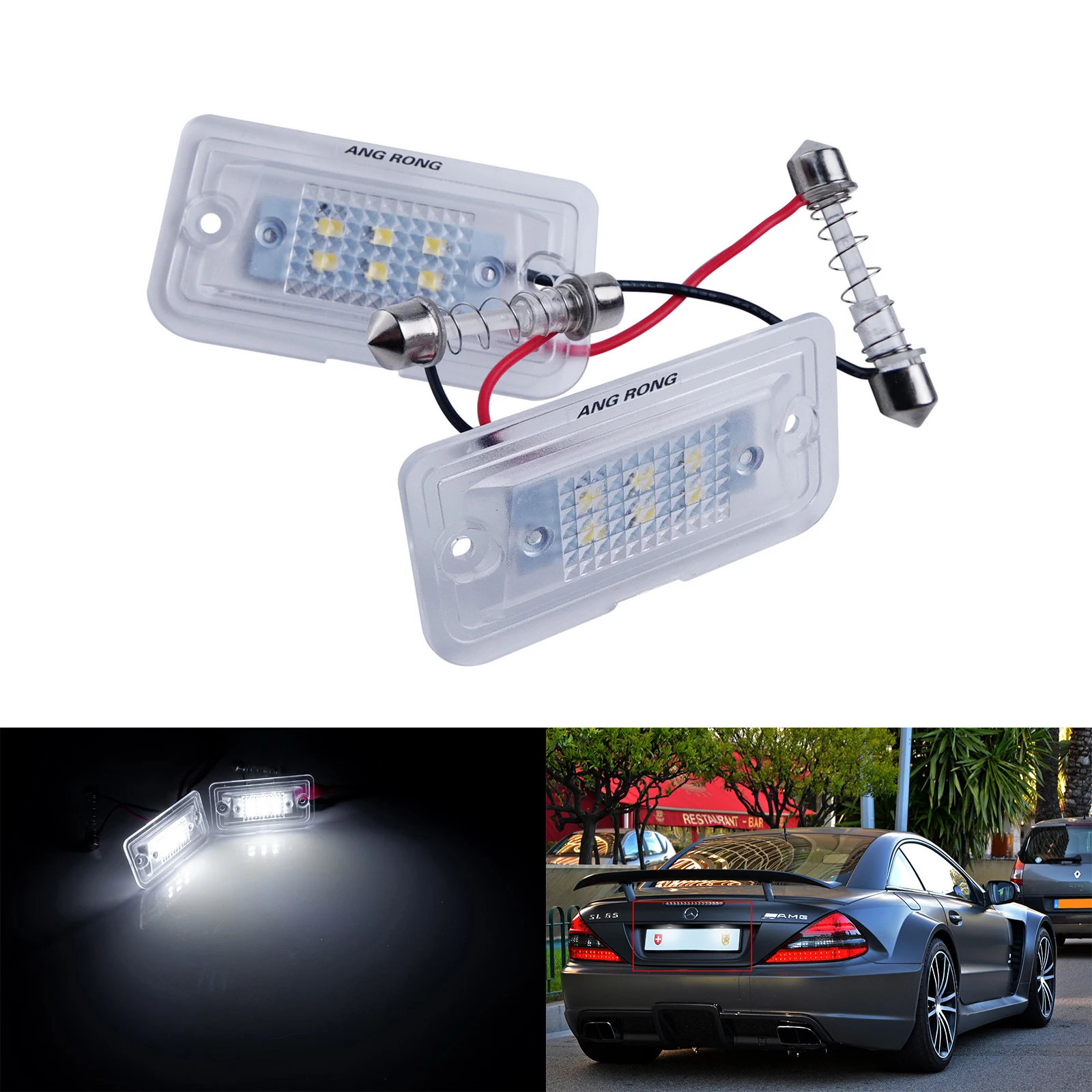 2X светодиодсветодиодный лампы ANGRONG для номерного знака для Mercedes Benz W203 C209 A209 R230 R199