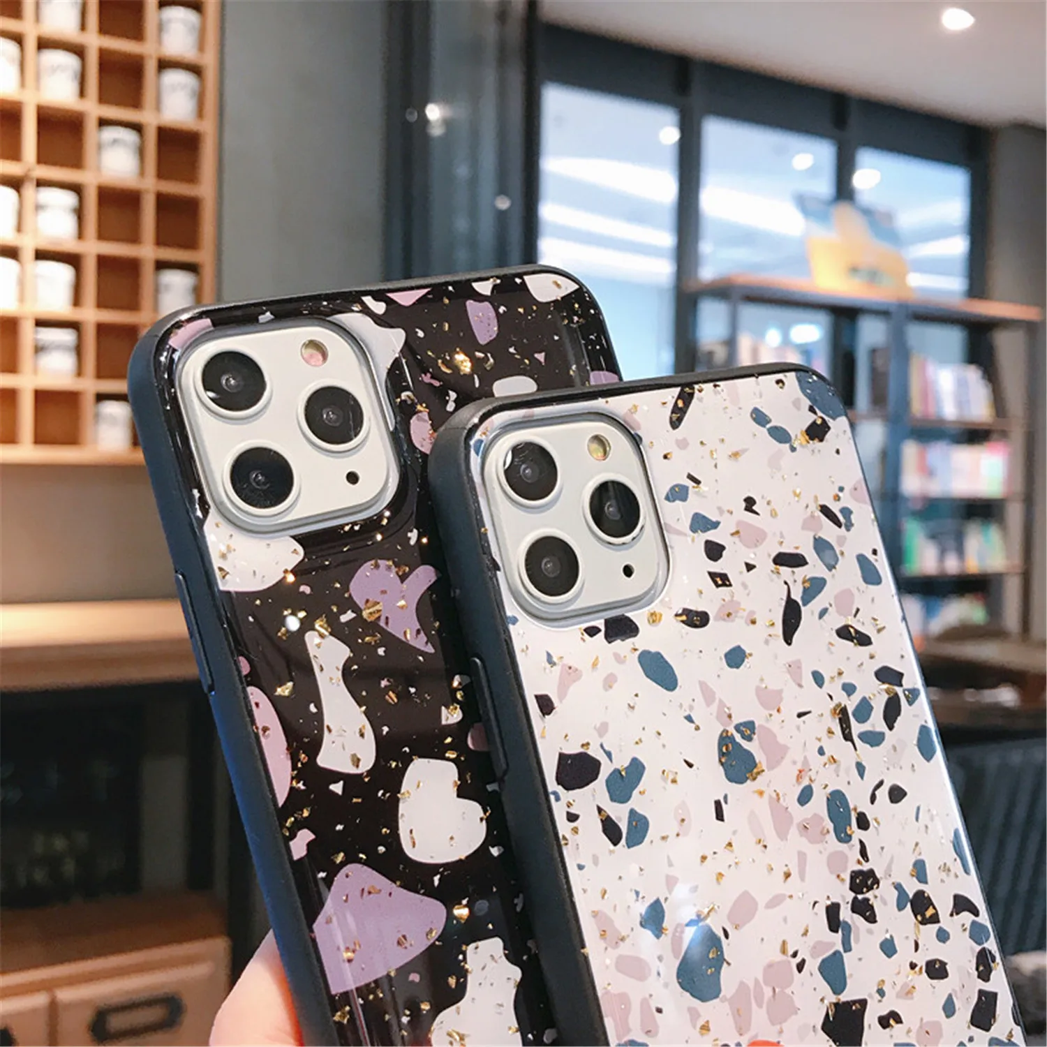 Роскошный блестящий золотой фольгированный мраморный чехол для телефона Terrazzo