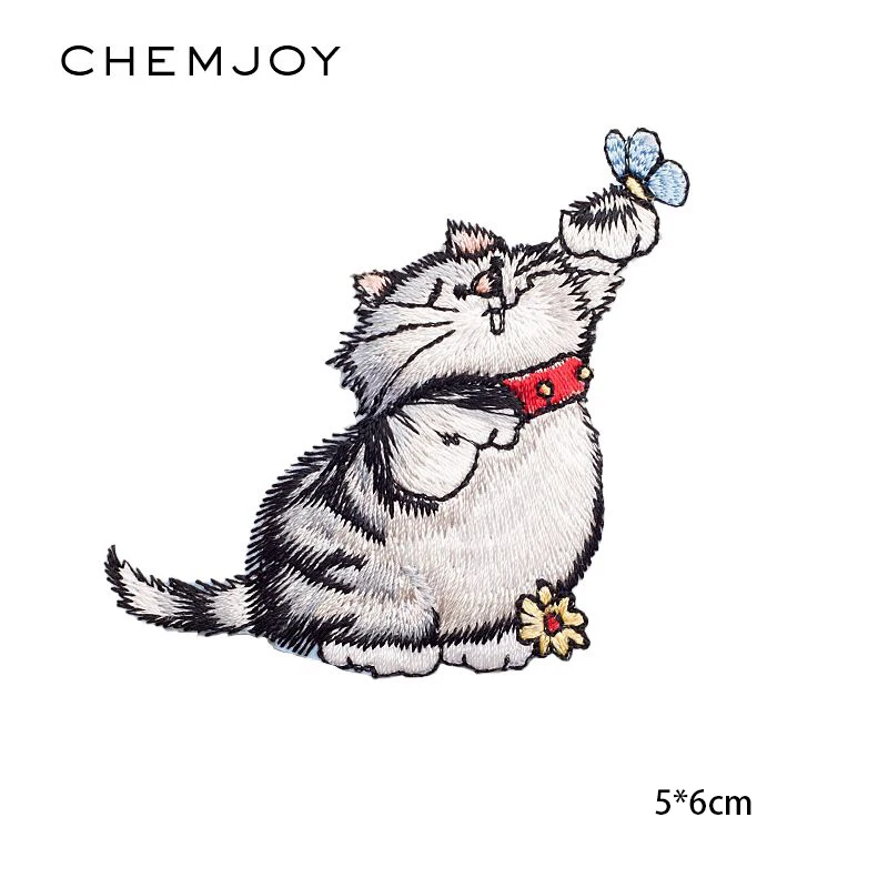 Патчи с вышивкой в виде симпатичного кота наклейка утюгом для одежды куртки