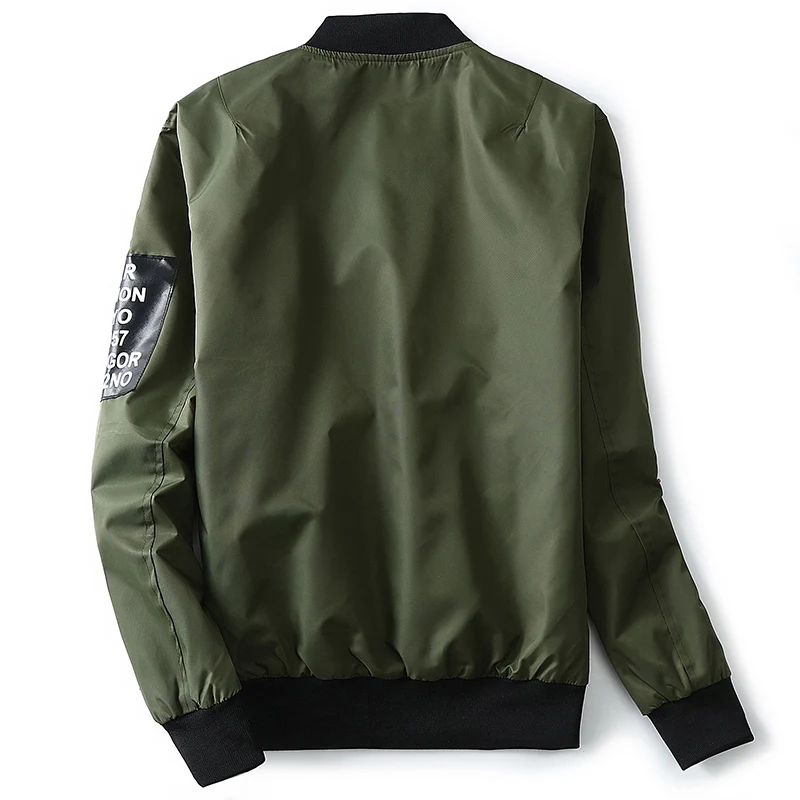

2021 Bomber Jacket Men Pilot with Patches Green Both Side Wear Thin Pilot Bomber Jacket Men Wind Breaker Jacket Men,