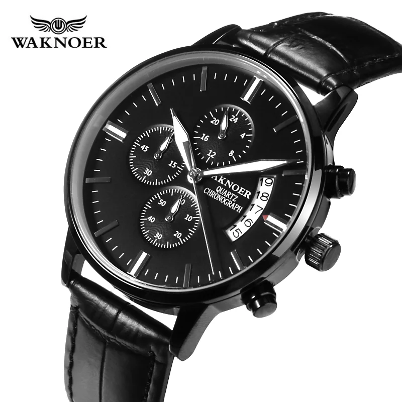 Мужские наручные часы WAKNOER роскошные Брендовые спортивные с хронографом