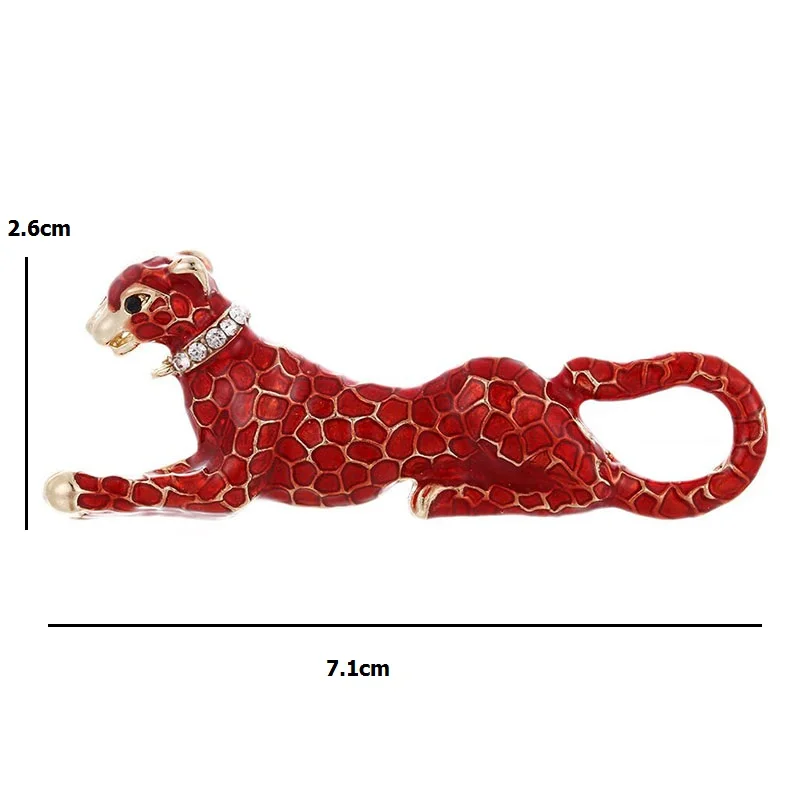 Wuli & baby броши леопард с красной эмалью женские Стразы леопардовая Повседневная