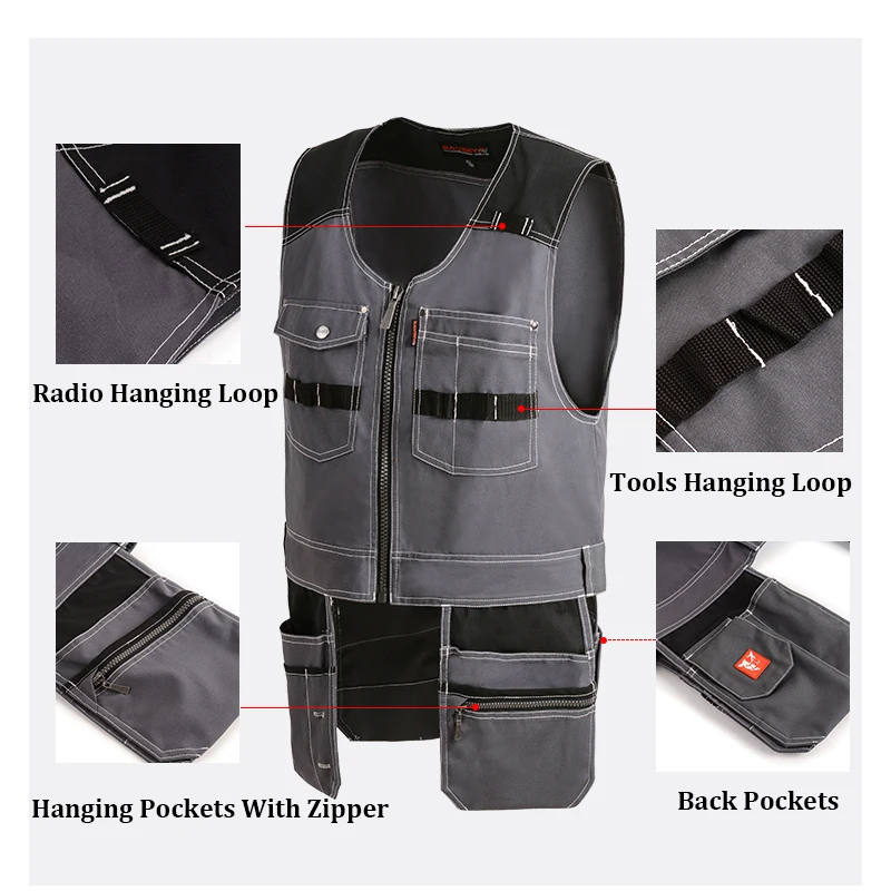 Мужская жилетка Многофункциональный инструмент Мульти карман T/C саржевая