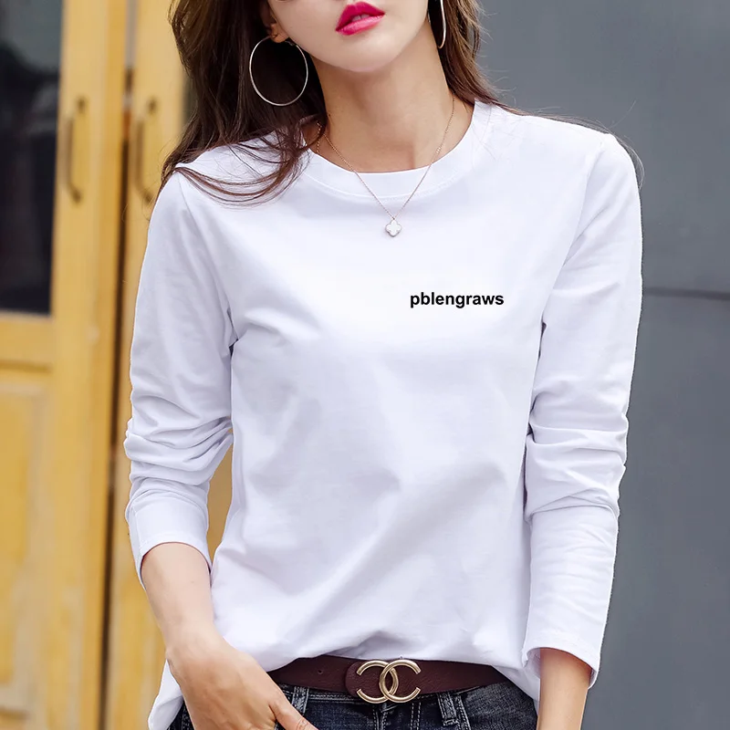 Хит 2019 женская сексуальная облегающая футболка с длинным рукавом буквенным
