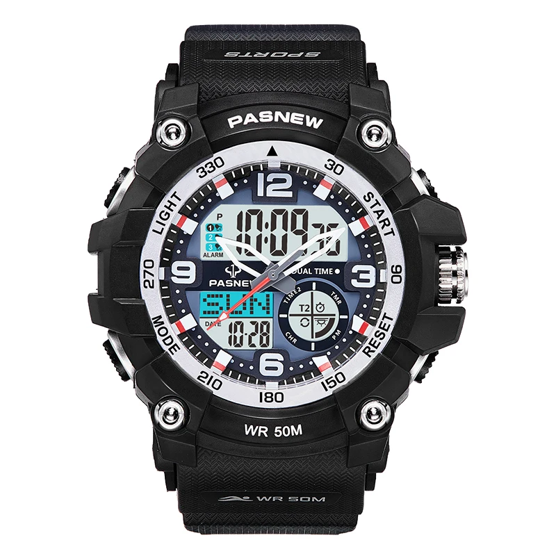 Часы наручные Pasnew мужские кварцевые с силиконовым ремешком Брендовые спортивные
