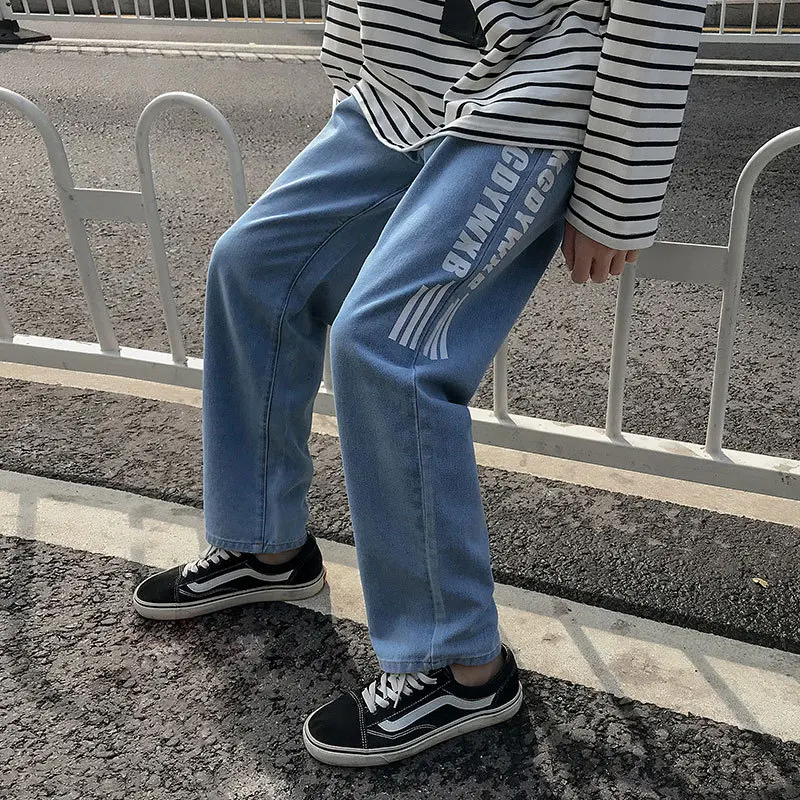 Новинка весна-осень 2020 Молодежные популярные мужские джинсы с буквенным принтом
