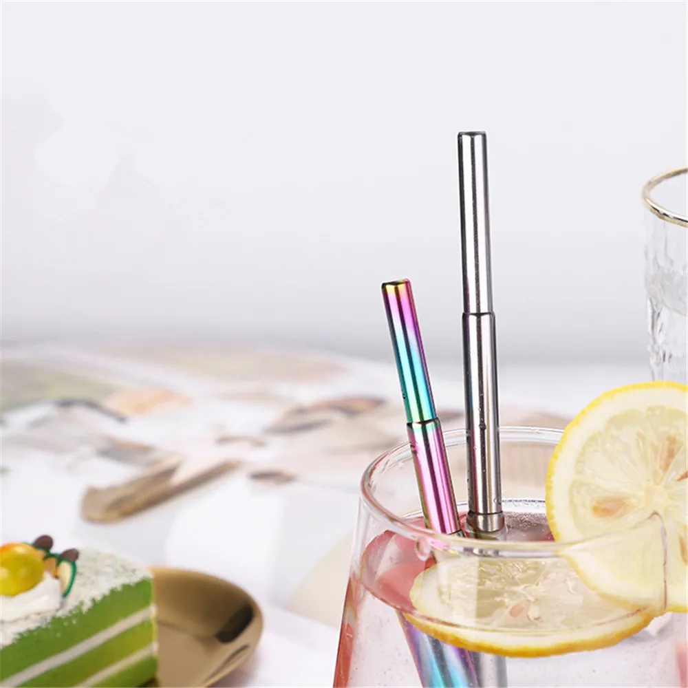 Складные стеклянные трубочки для напитков металлические телескопические из