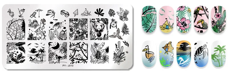 PY-F010 12*6cm Rectangle Nail Stamping Template Halloween Style pumpkin Spider Web Flower Patterns DIY Nail Designs Manicure Stamp Plate - Цвет: PY-F010