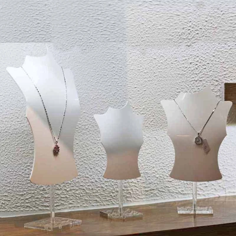 

3D Acrylic Mannequin Necklace Jewelry Display Holder Bust Stand Pendant Chain Chokers Lockets Earrings Stand Shelf Storage