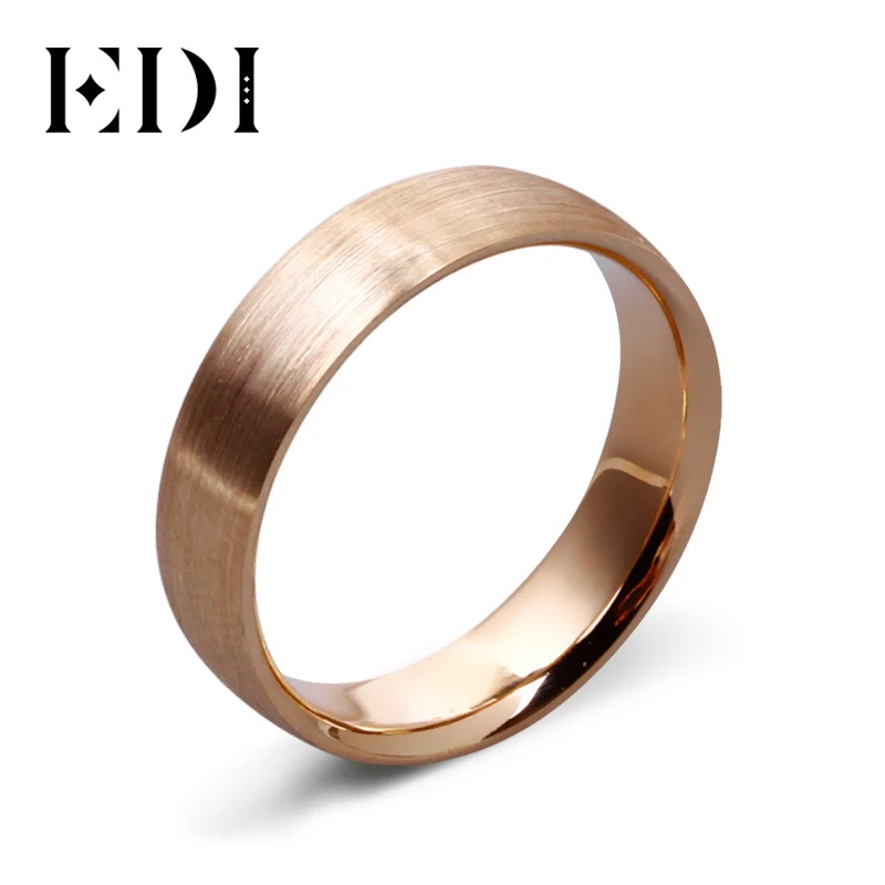 Мужское Золотое кольцо EDI из чистого золота 14 к ширина 5 мм матовое металлическое