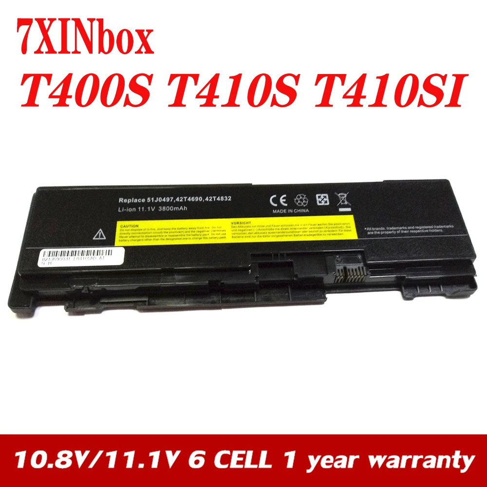 Аккумулятор 7XINbox для Lenovo ThinkPad T400S 2801 T410S T410SI 42T4688 42T4689 42T4690 42T4691 51J0497 42T4832 42T4833 51J0497|lenovo