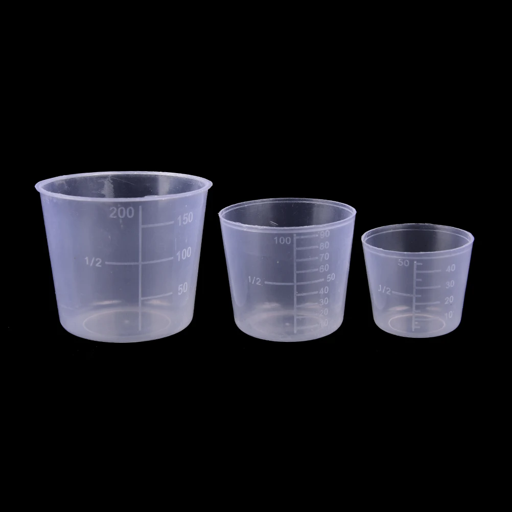 

3PCS/Set 200ml 100ml 50ml Small Plastic Glue Mixing Cup Bait Mix Measuring Cups Kit for Carp Fishing