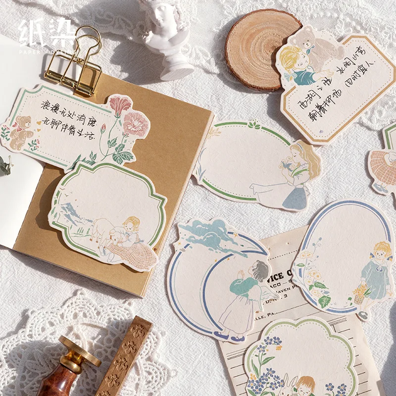 30 шт./компл. винтажный блокнот Ретро стиль для девушек с узором в виде границы