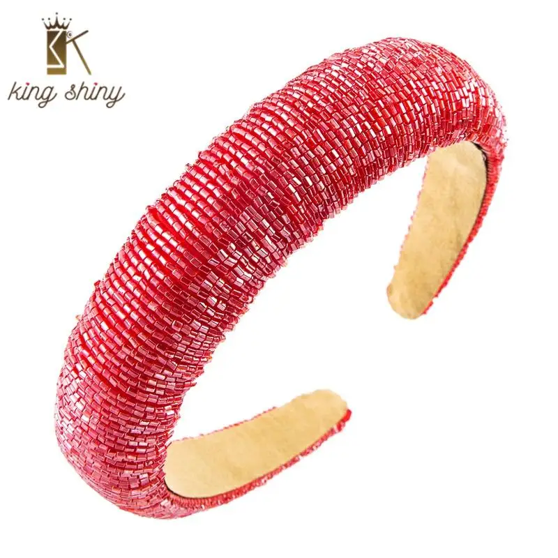 

Exquisite Baroque Full Colorful Crystal Headband for Woman Luxury Hand Made Beaded Sponge Hairband Woman Wedding Party Headwear