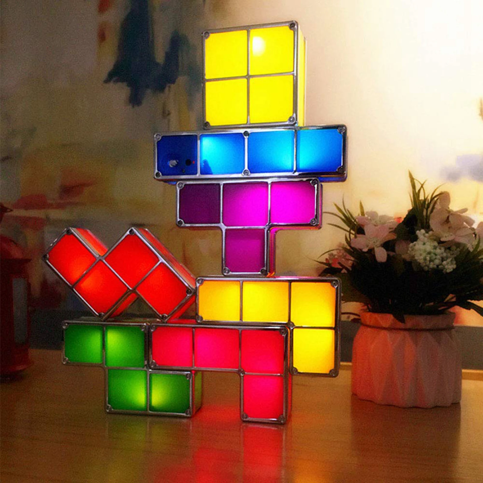 

New LED Night Light Colorful Stackable Puzzles Lamp 7 Pieces Gift