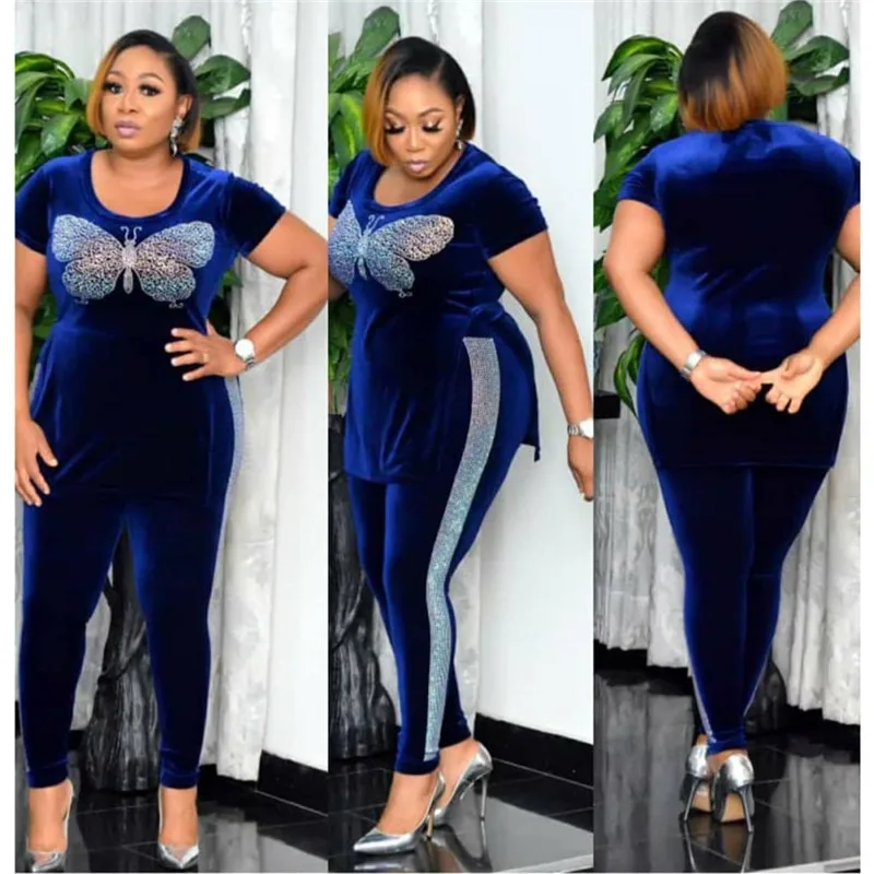 

Velvet 2 Piece Set Women African Clothes Autumn Winter 2020 Africa Clothing Plus Size High Quality Fashion Suit African Dresses